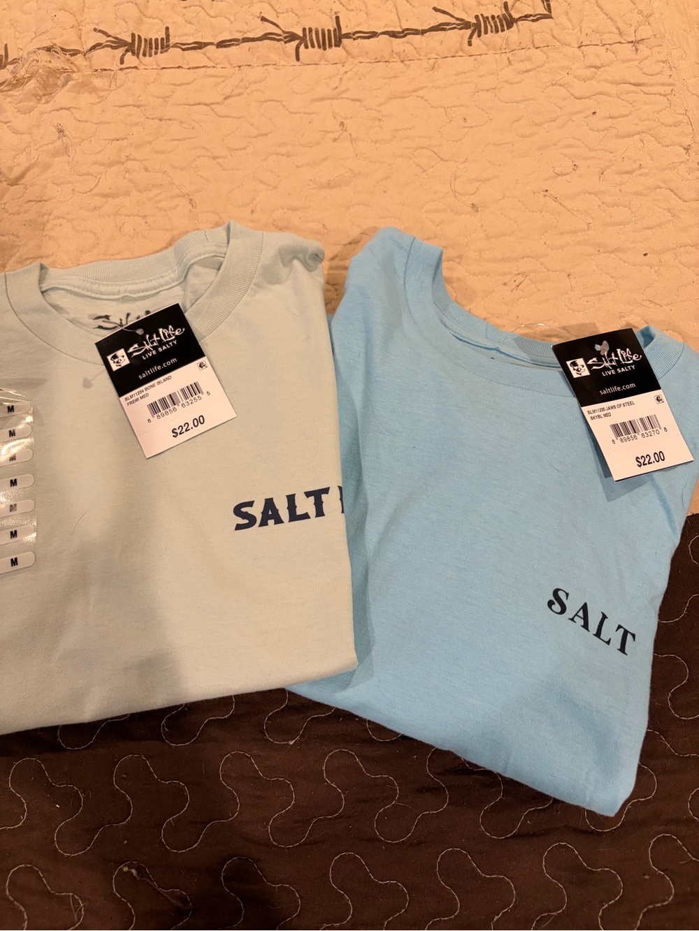 Salt Life Men's Short Sleeve Tees in Light Blue and Pale Aqua
